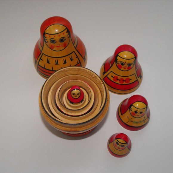 Nesting Dolls - Tallest Doll is 4-1/4"  - Wooden - Hand Painted - Set of 5 - Picture 4 of 7